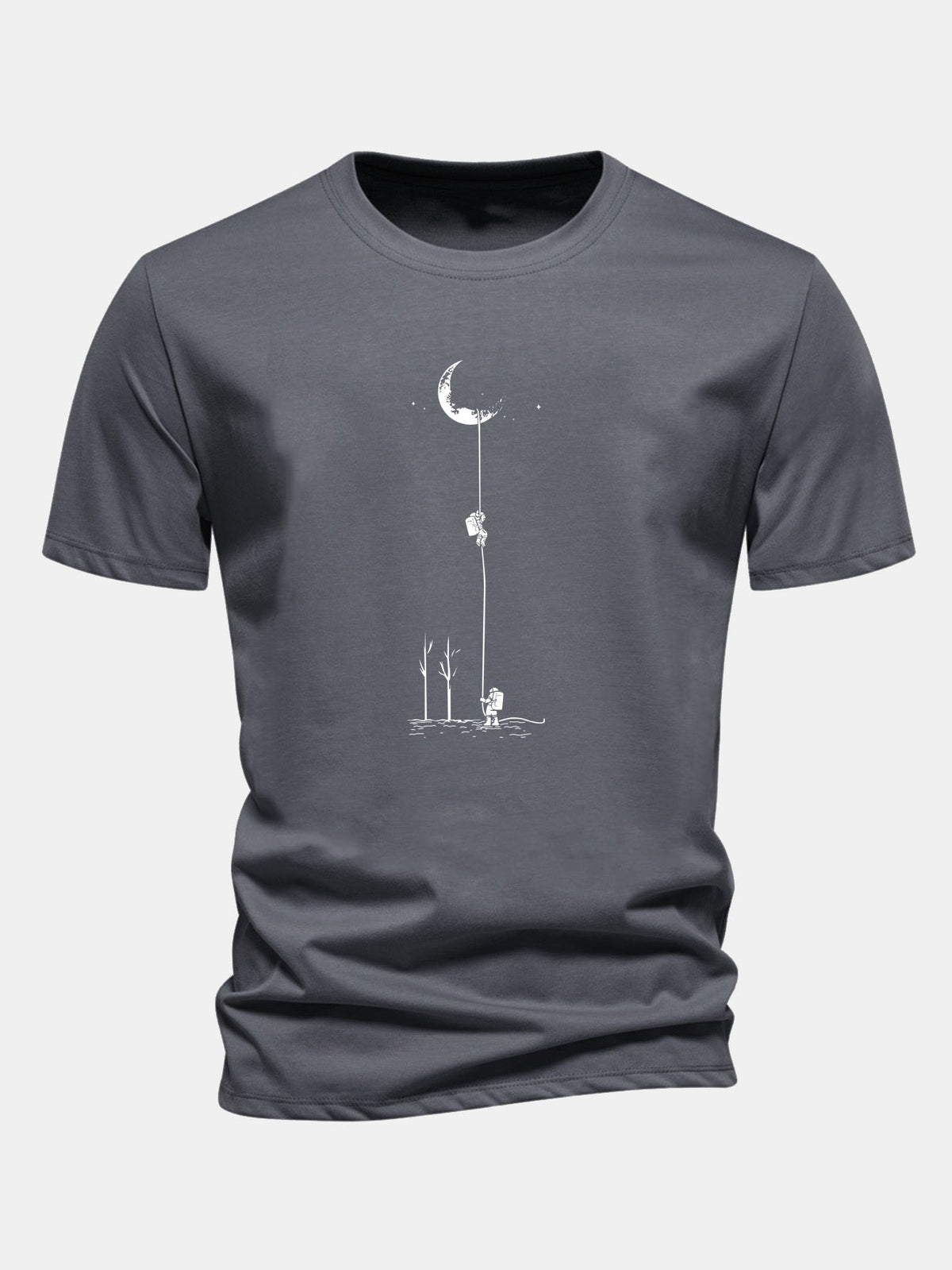 Regular Fit Lunar Astronaut Print Cotton T-Shirt