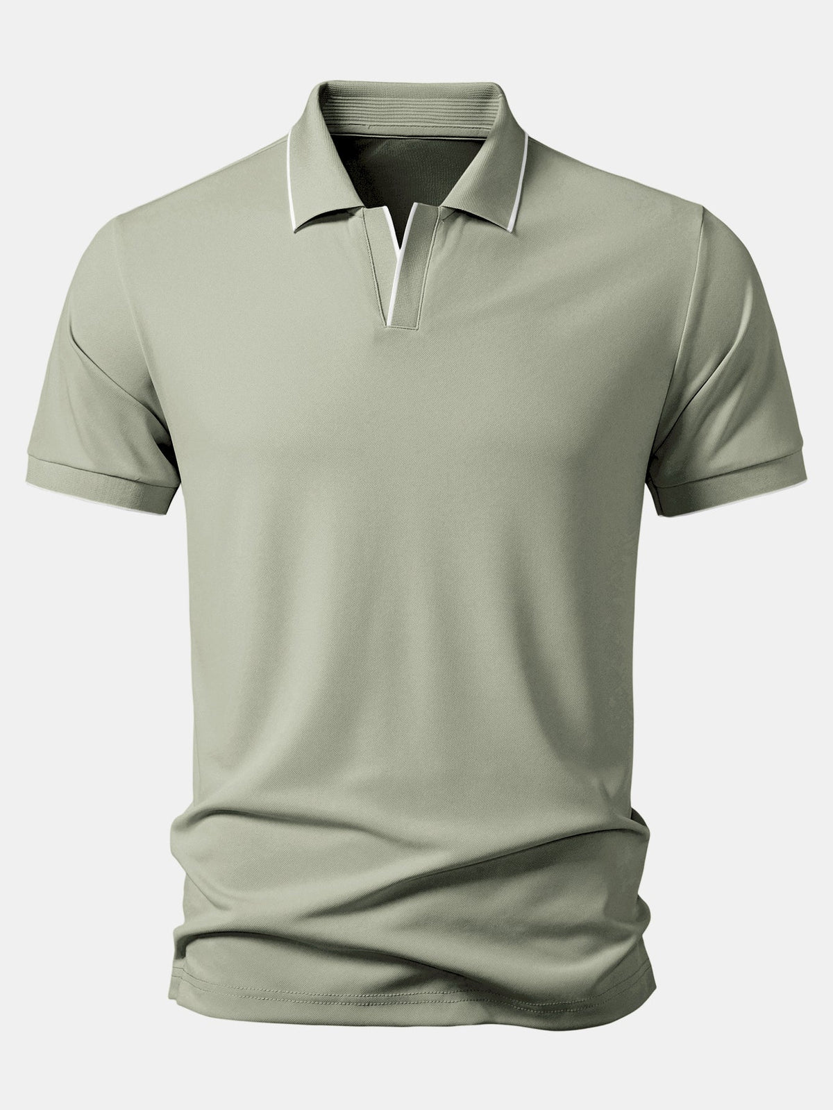 Contrast Trim Johnny Collar Polo