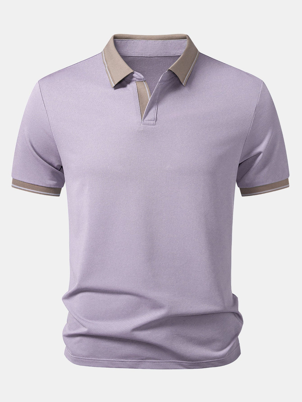 Contrast Trim Johnny Collar Polo