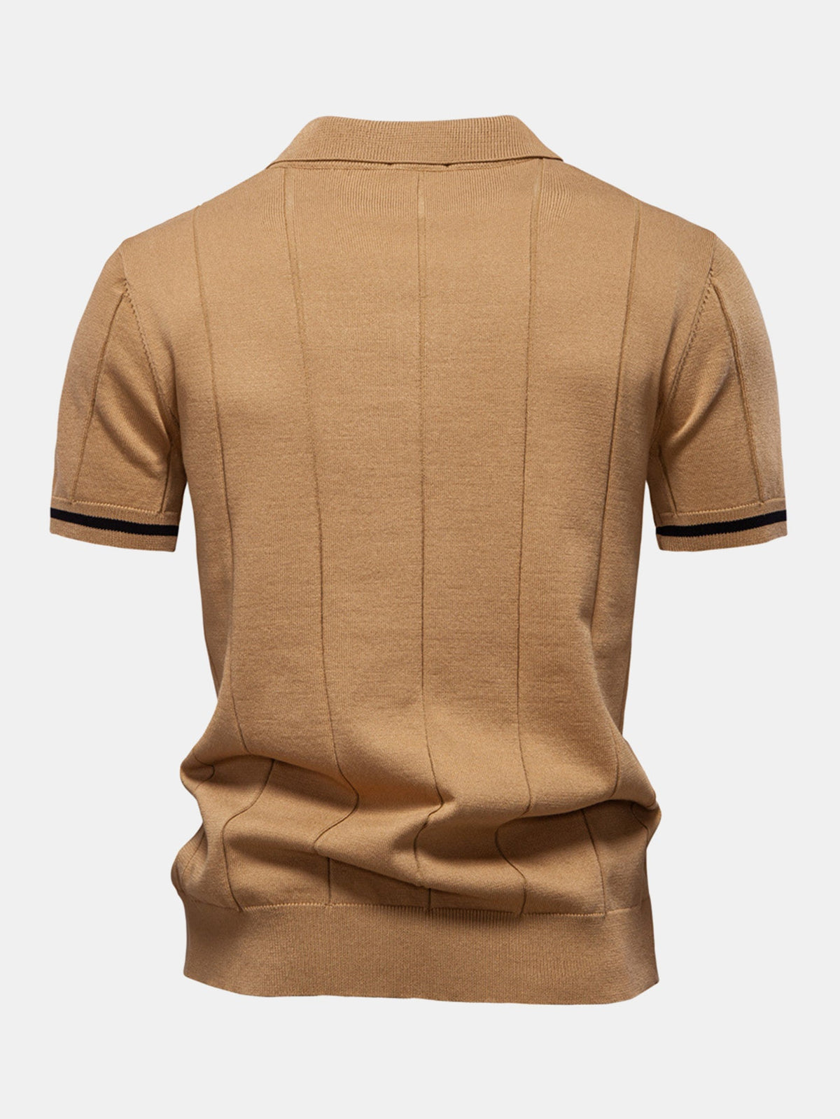 Contrast Trim Zipper Knit Polo Shirt