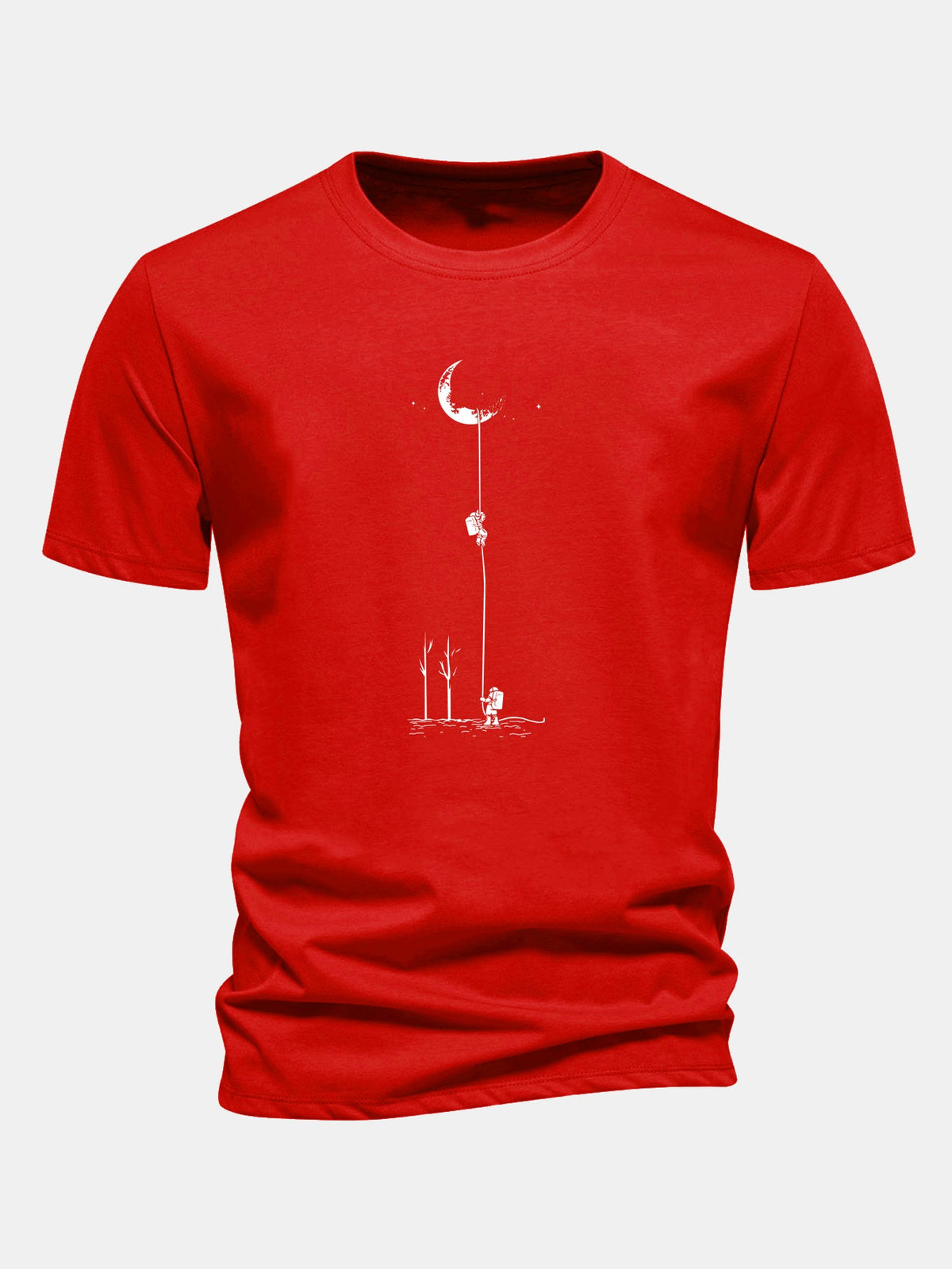 Regular Fit Lunar Astronaut Print Cotton T-Shirt