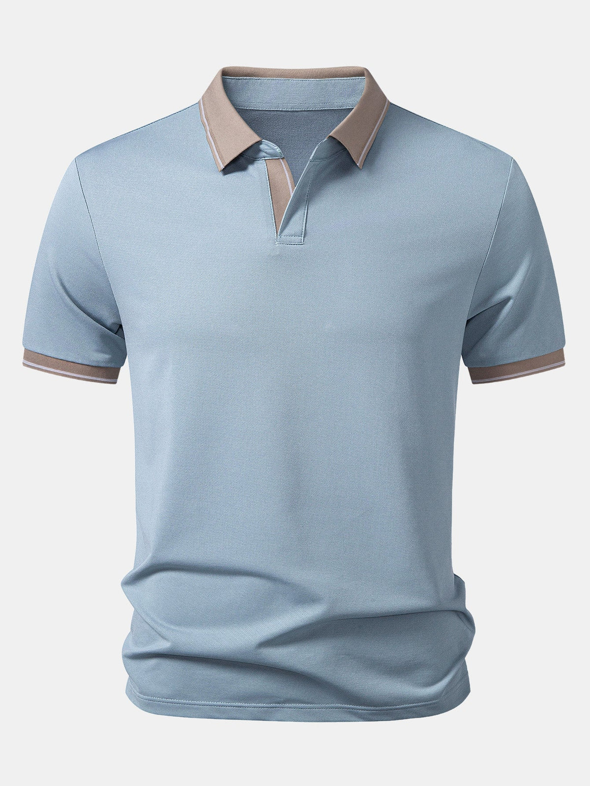 Contrast Trim Johnny Collar Polo