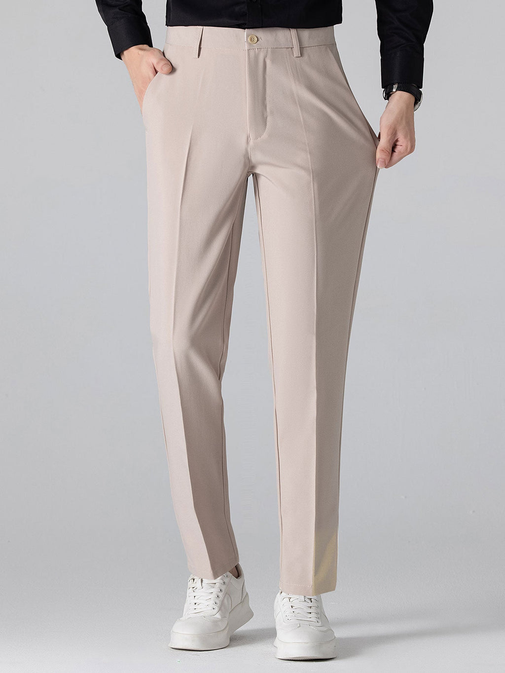 Contrast Trim Stripe Johnny Collar Polo & Slim Fit Tapered Trousers