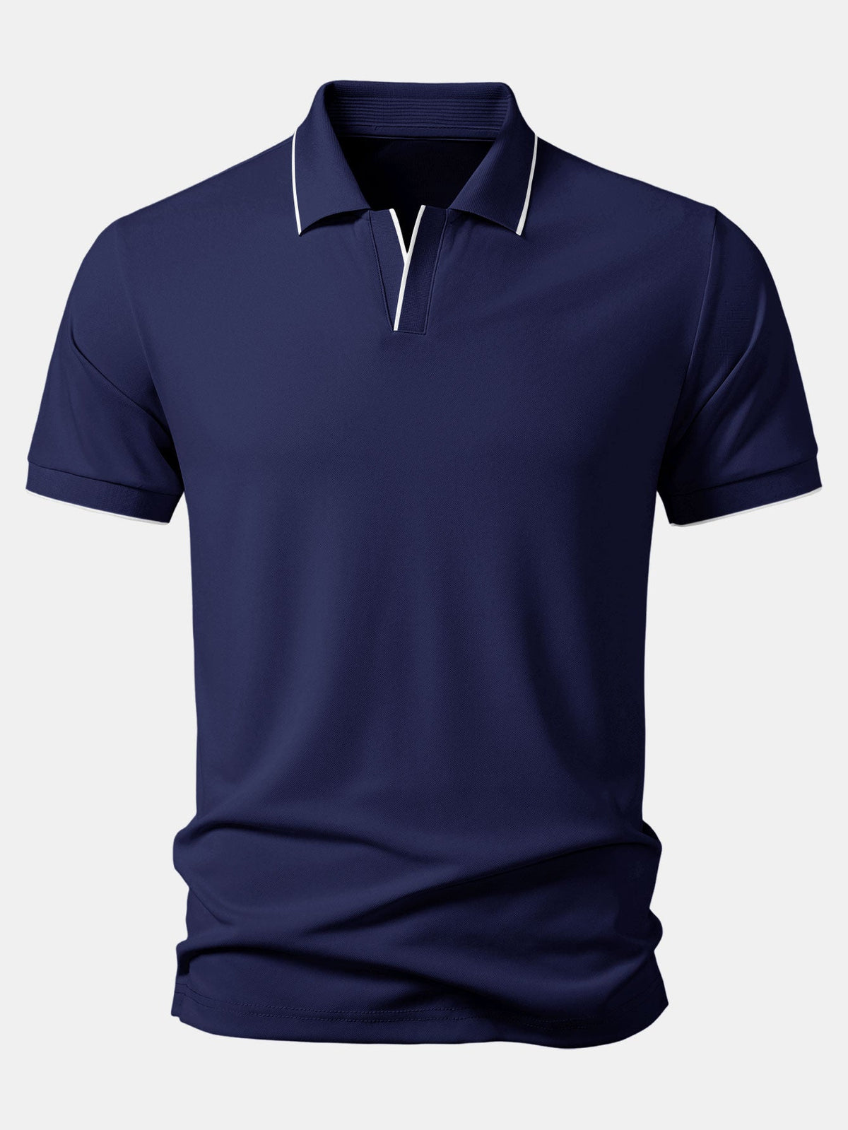 Contrast Trim Johnny Collar Polo