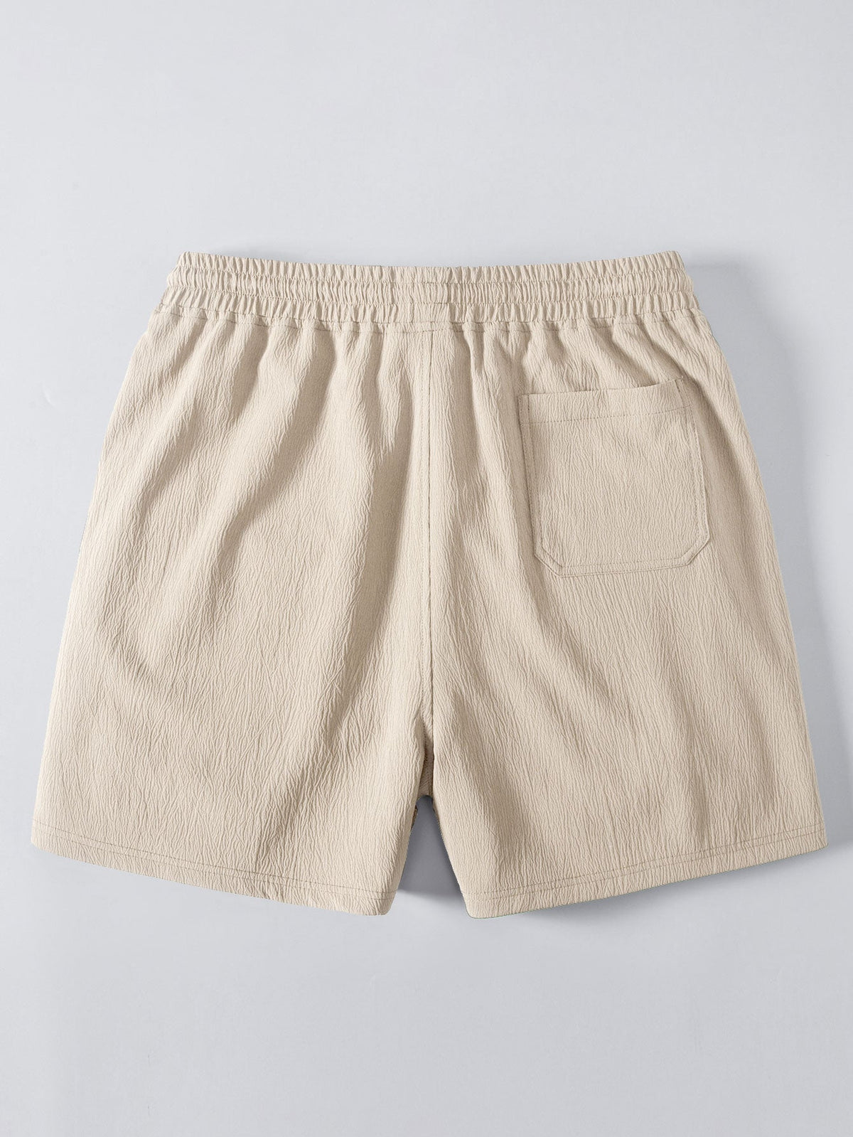 Open Knit Shirt & Crinkle Textured Drawstring 5" Shorts
