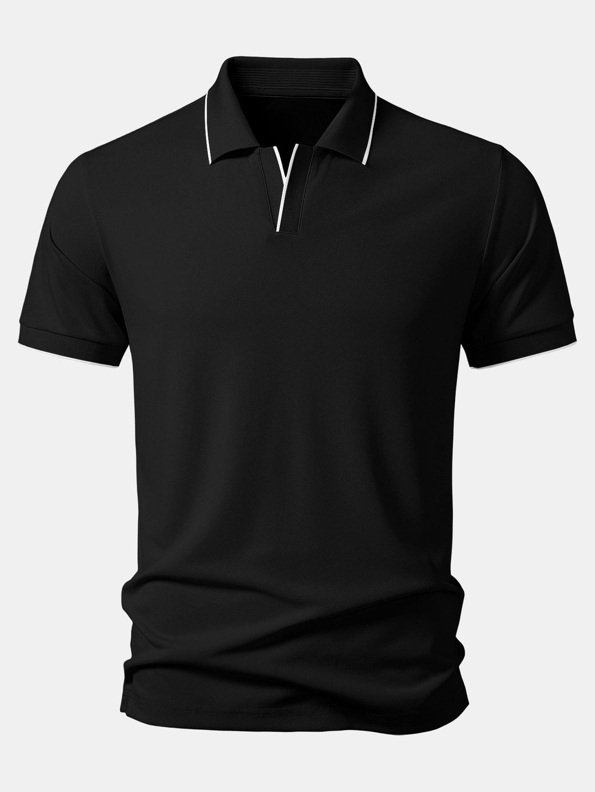 Contrast Trim Johnny Collar Polo