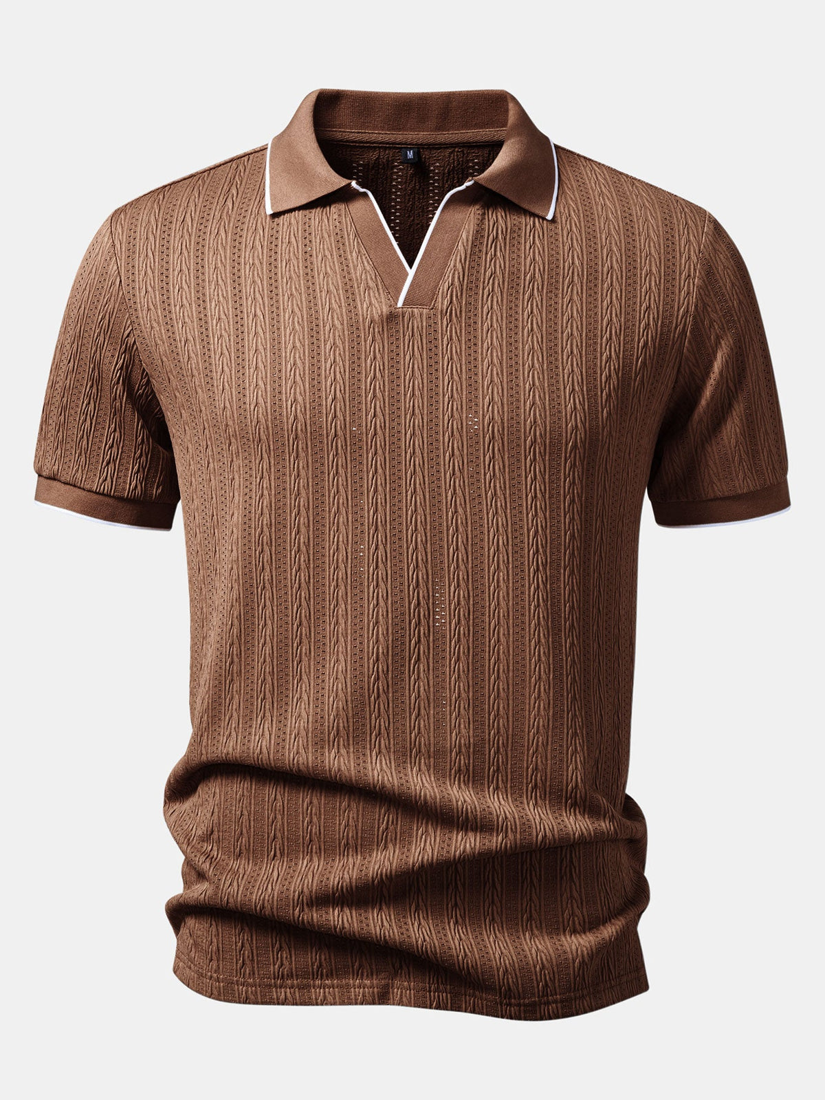 Geometric Jacquard Johnny Collar Polo