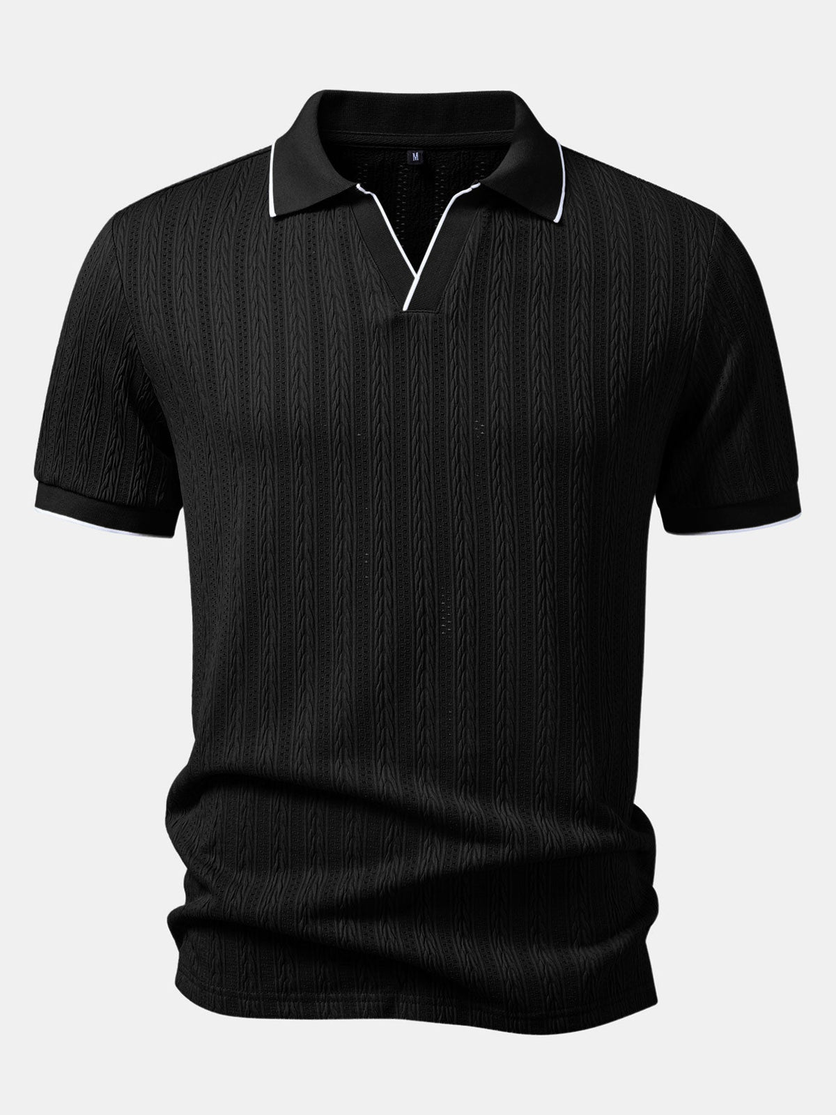 Geometric Jacquard Johnny Collar Polo