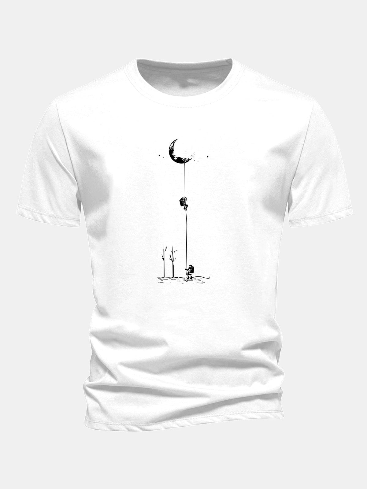 Regular Fit Lunar Astronaut Print Cotton T-Shirt