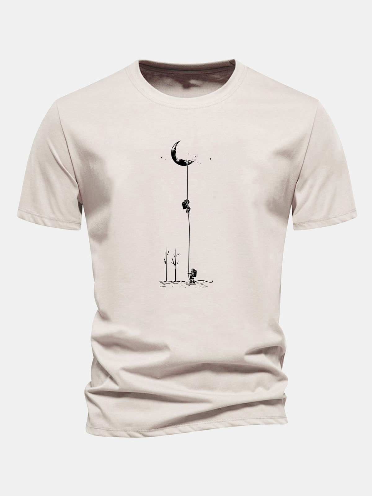 Regular Fit Lunar Astronaut Print Cotton T-Shirt