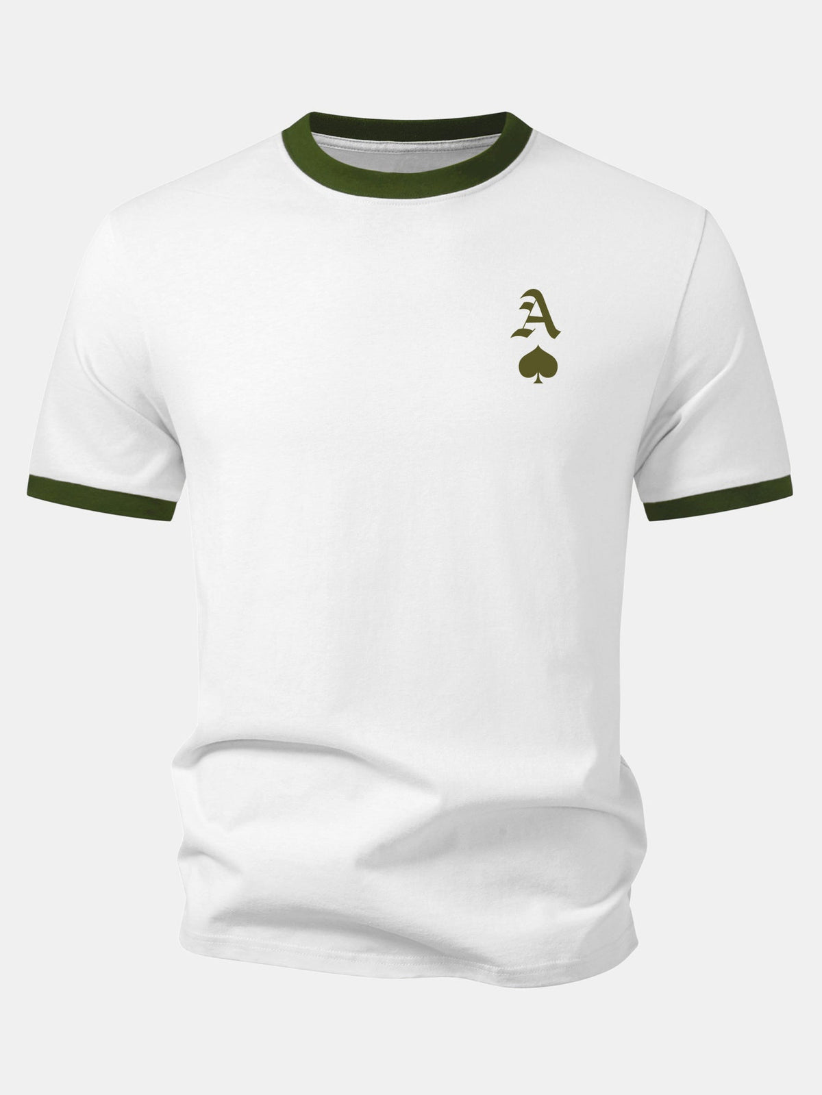 Ace Of Spades Print Contrast Ringer T-Shirt