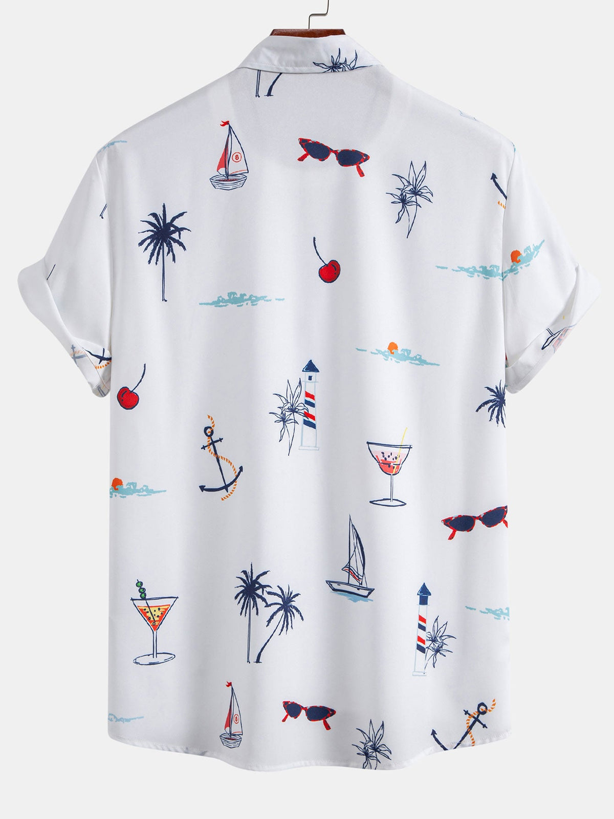 Palm Tree Nautical Print Button Up Shirt