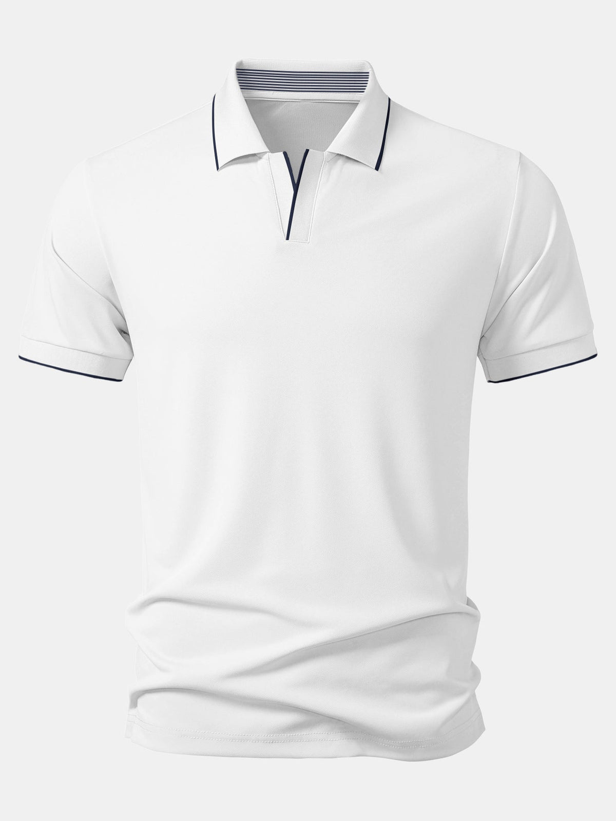 Contrast Trim Johnny Collar Polo