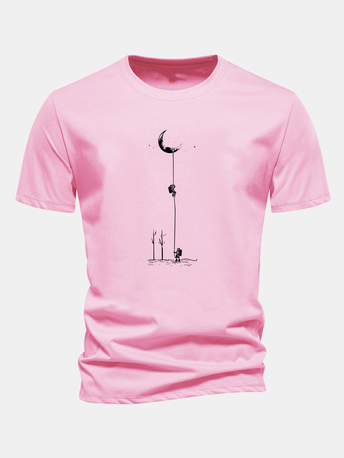 Regular Fit Lunar Astronaut Print Cotton T-Shirt