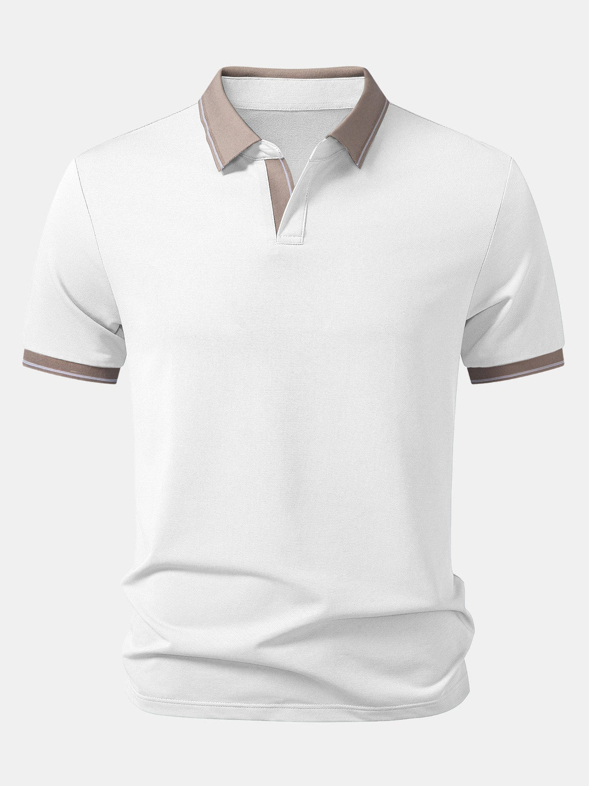 Contrast Trim Johnny Collar Polo