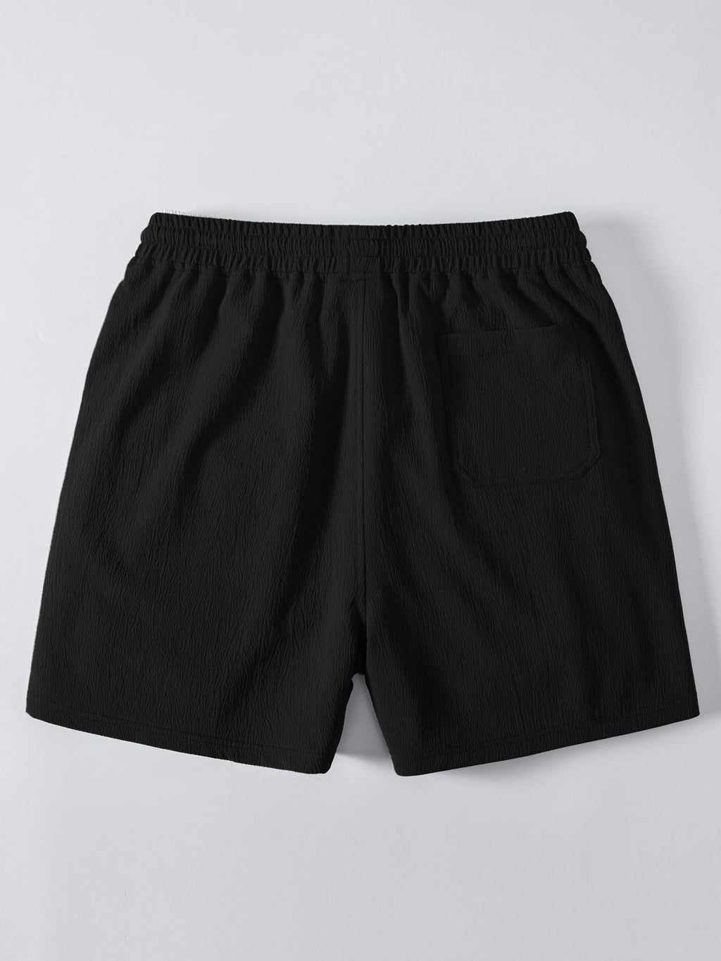 Geometric Jacquard Eyelet Cuban Shirt & Crinkle Textured Drawstring 5" Shorts