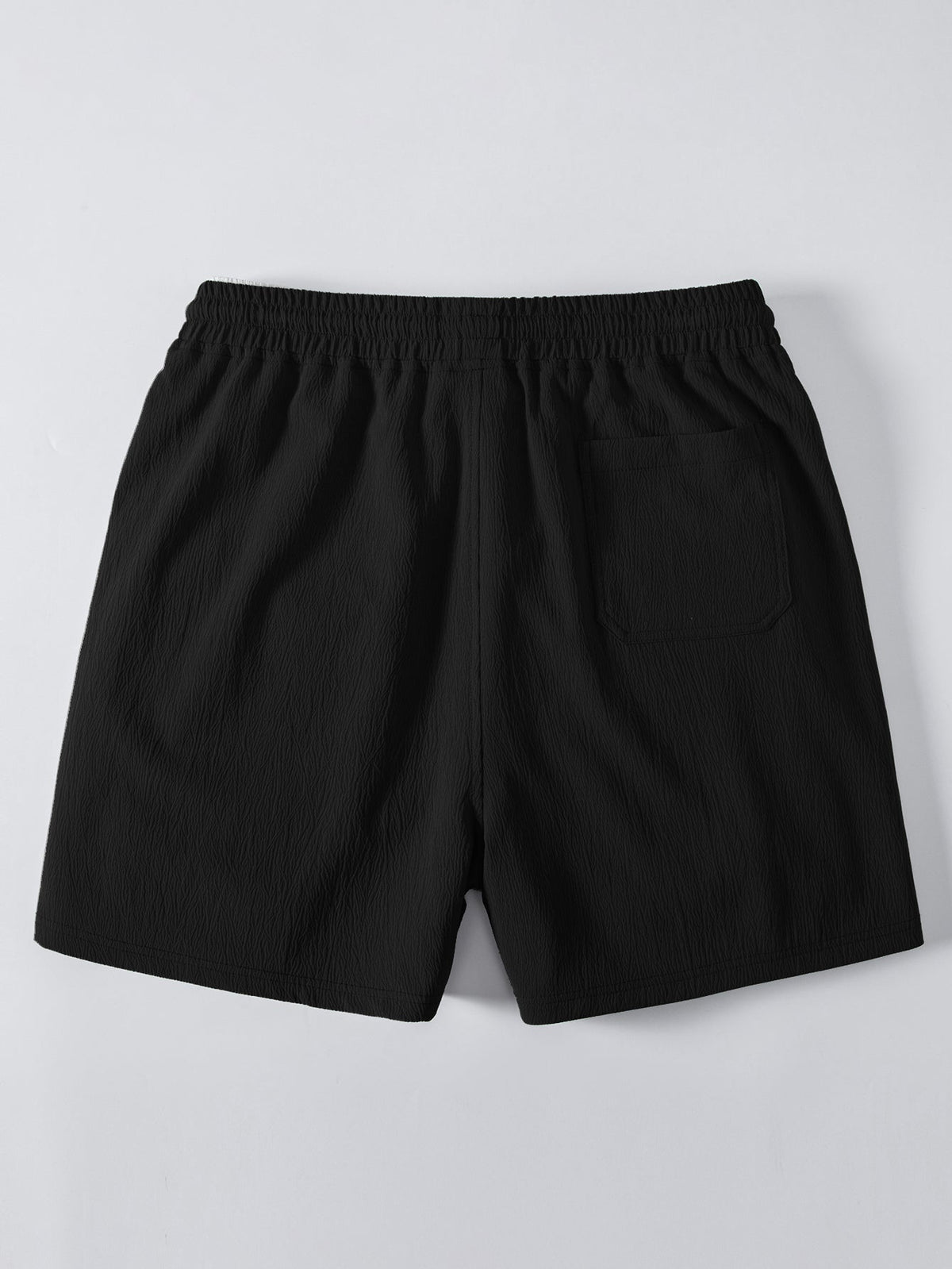 Geometric Jacquard Eyelet Cuban Shirt & Crinkle Textured Drawstring 5" Shorts