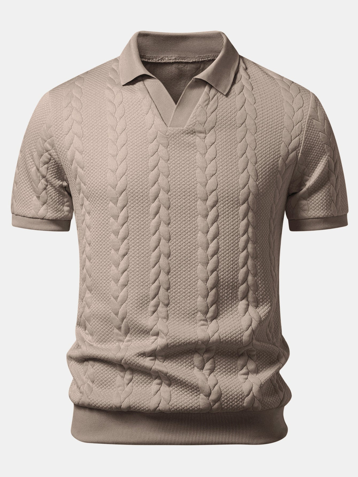 Twist Jacquard V Neck Polo