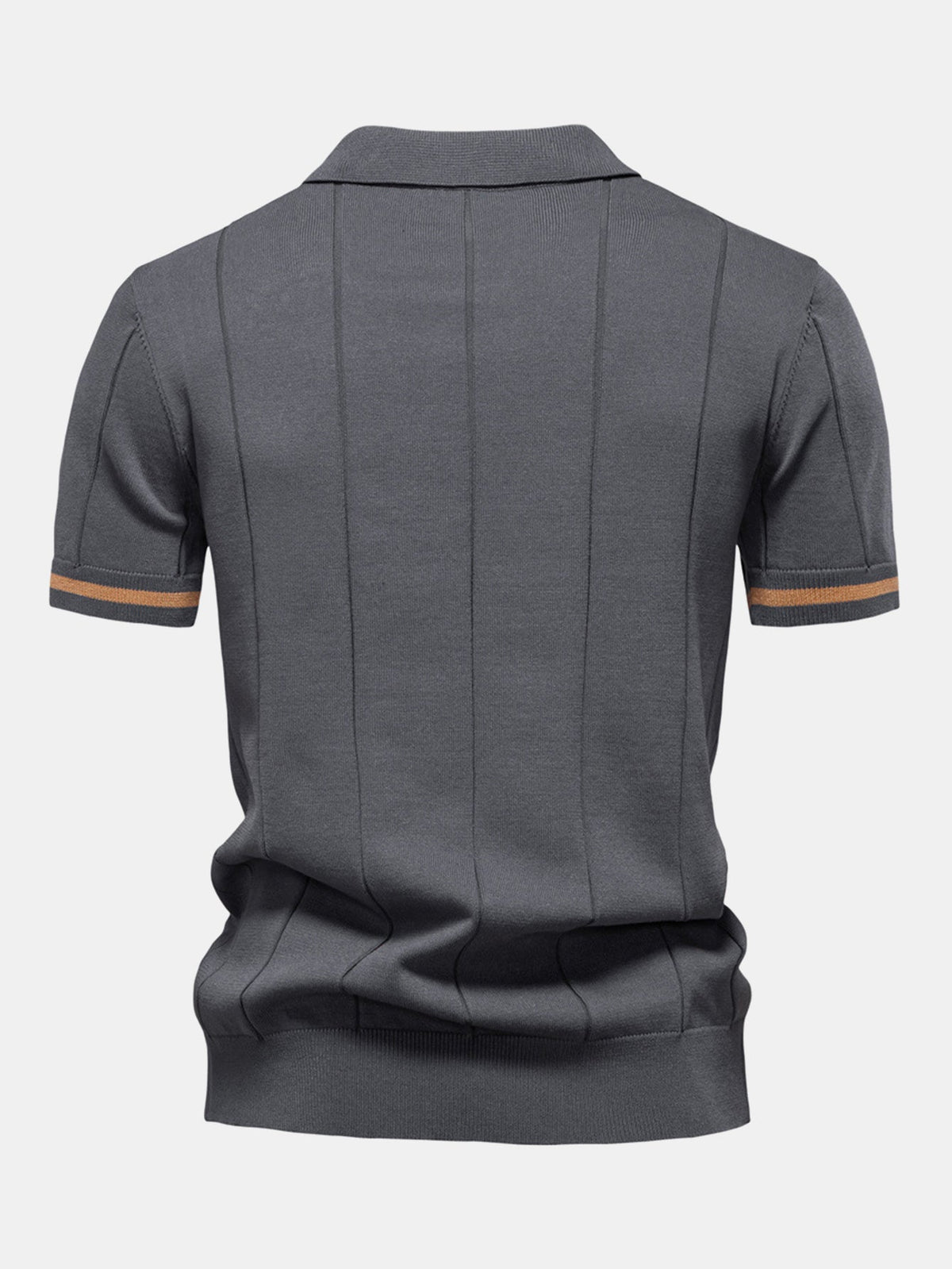Contrast Trim Zipper Knit Polo Shirt