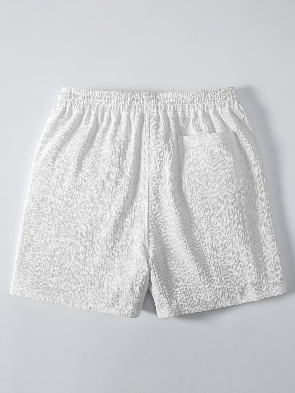 Geometric Jacquard Eyelet Cuban Shirt & Crinkle Textured Drawstring 5" Shorts