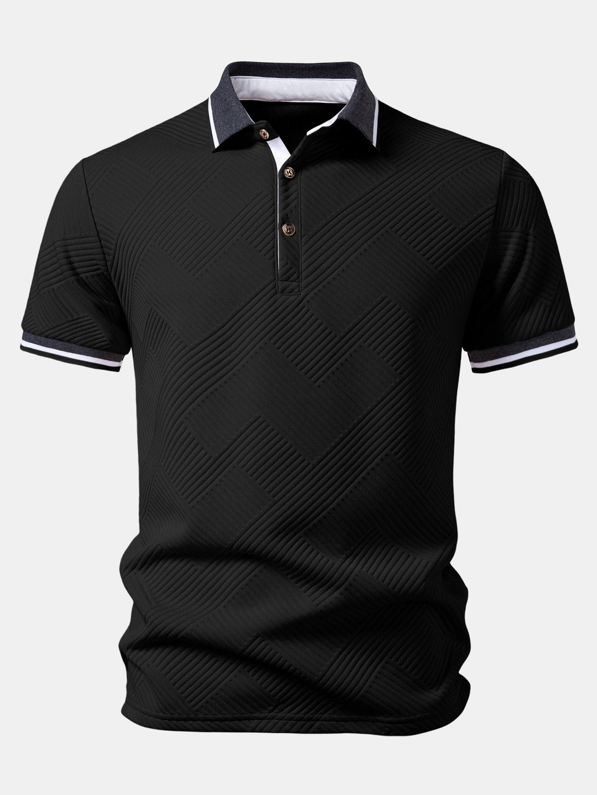 Contrast Trim Stripe Jacquard Polo