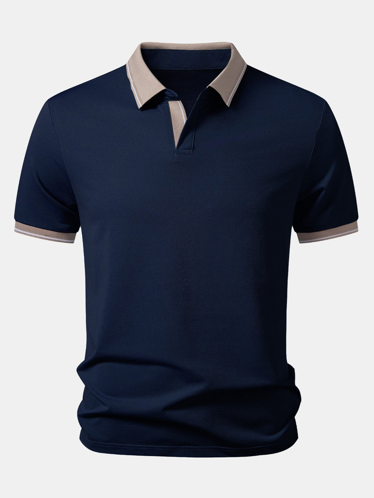 Contrast Trim Johnny Collar Polo