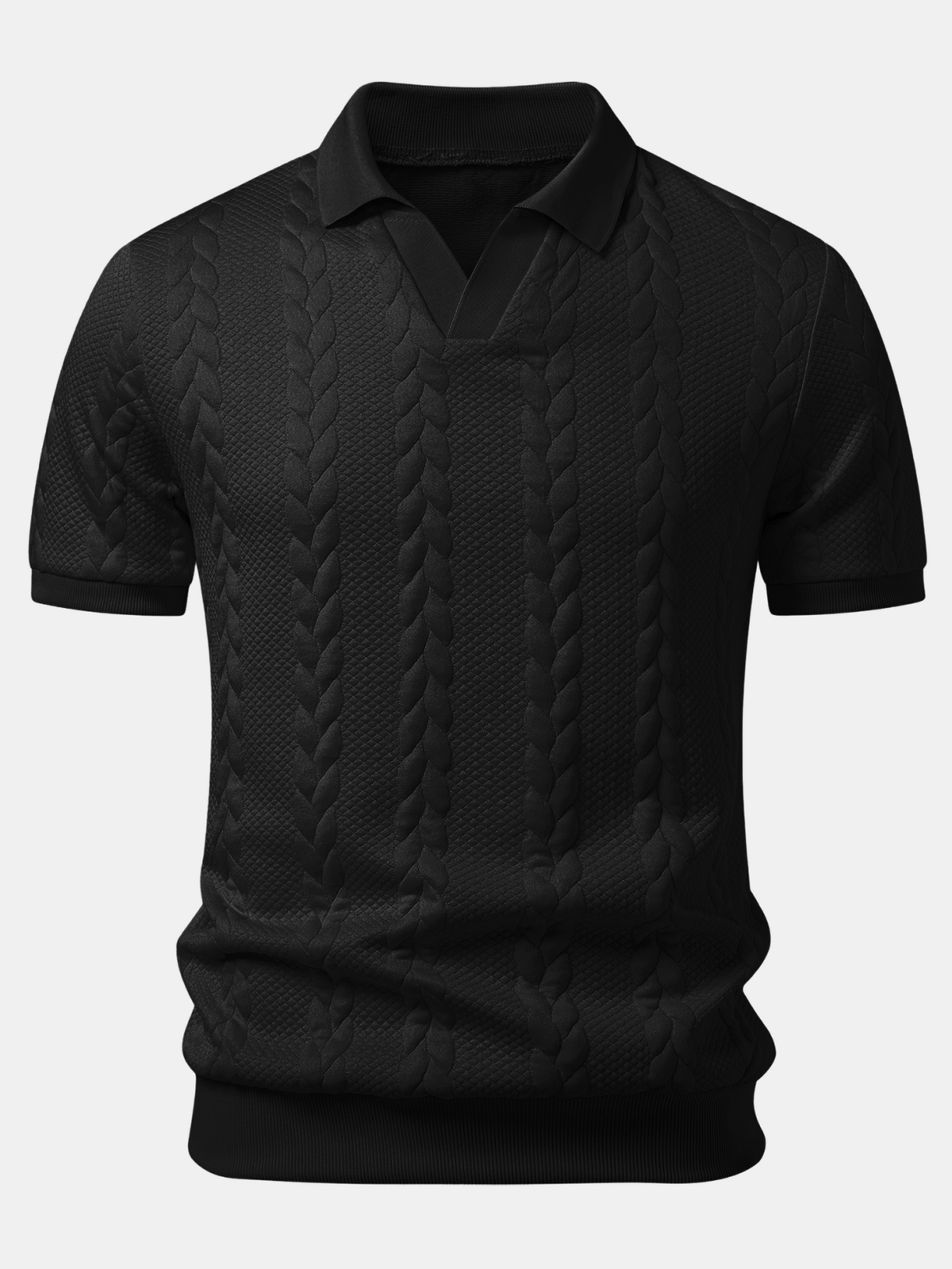 Twist Jacquard V Neck Polo