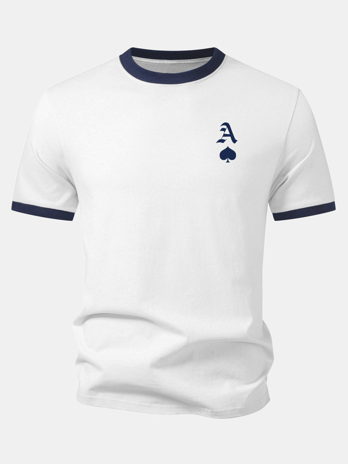 Ace Of Spades Print Contrast Ringer T-Shirt