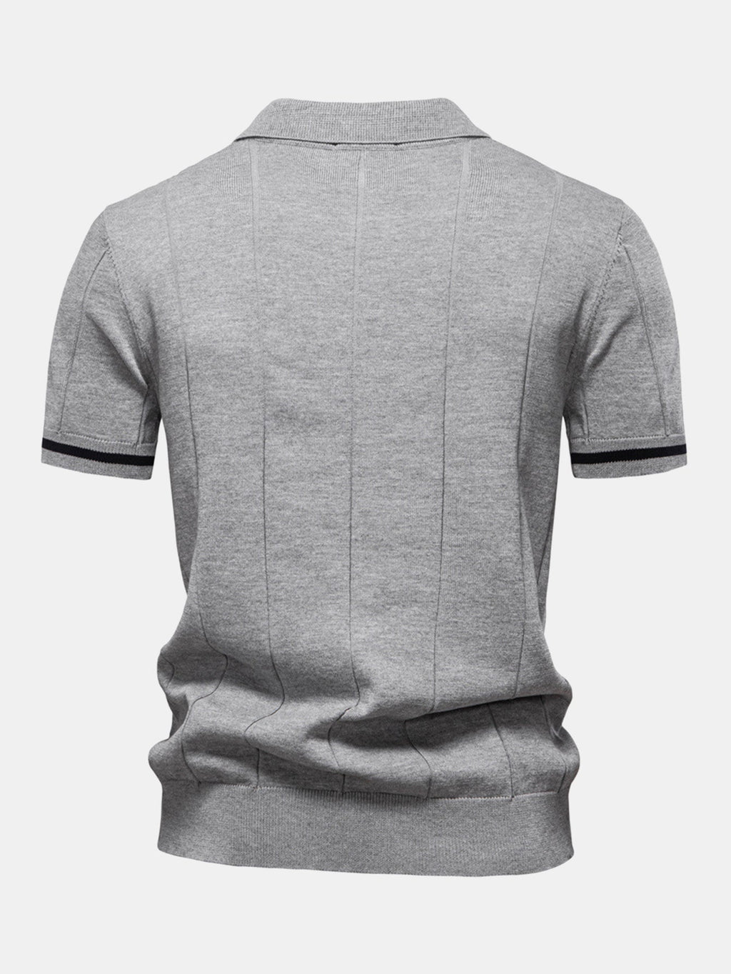 Contrast Trim Zipper Knit Polo Shirt