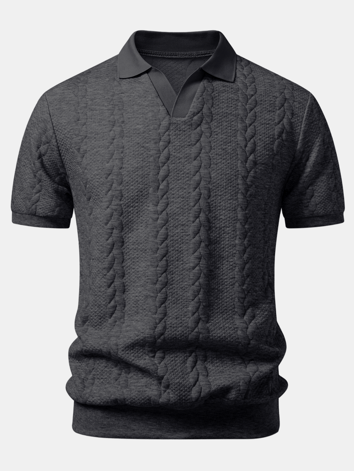 Twist Jacquard V Neck Polo