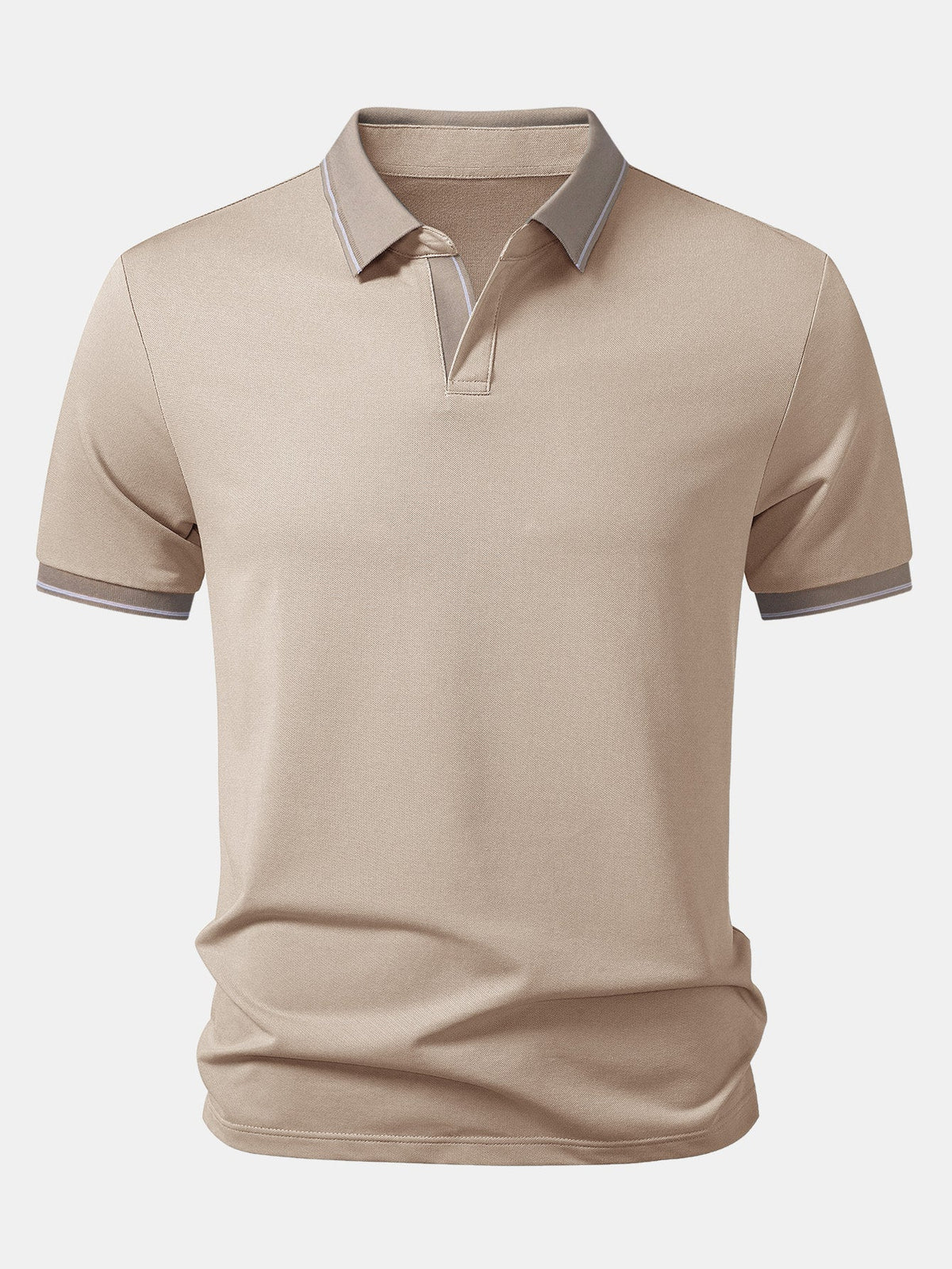 Contrast Trim Johnny Collar Polo