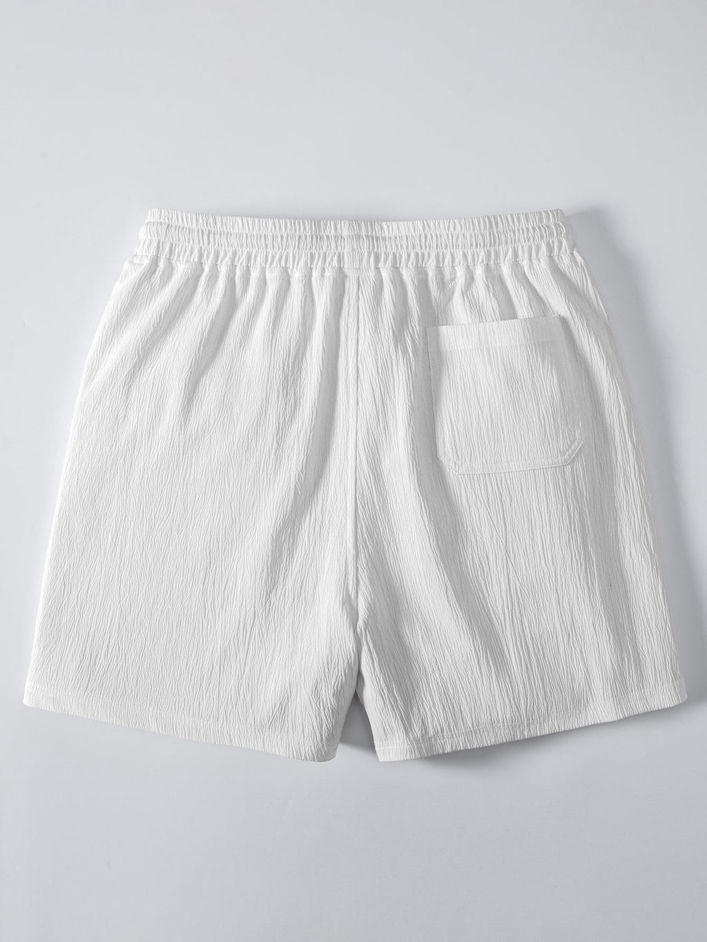 Open Knit Shirt & Crinkle Textured Drawstring 5" Shorts