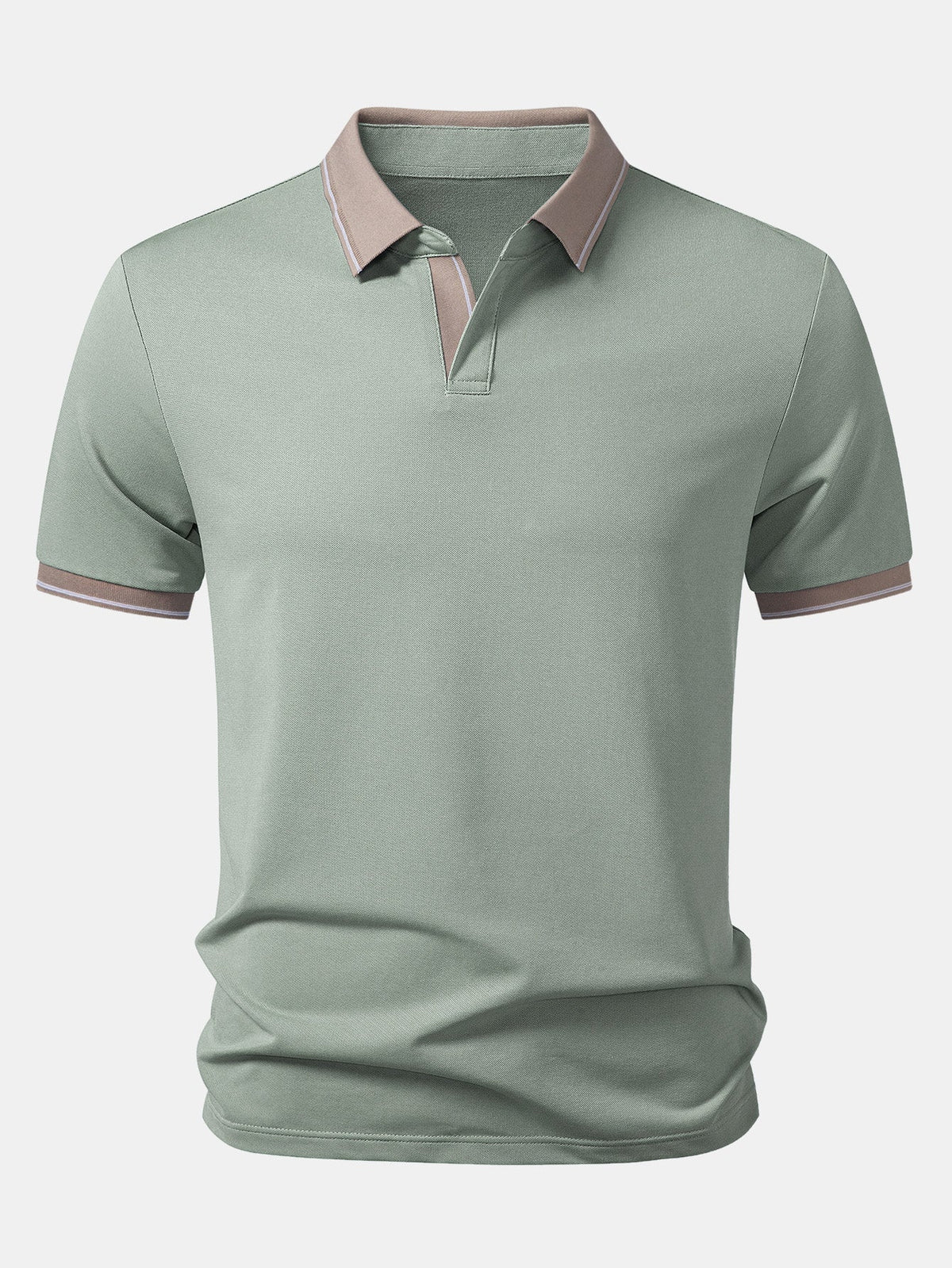 Contrast Trim Johnny Collar Polo