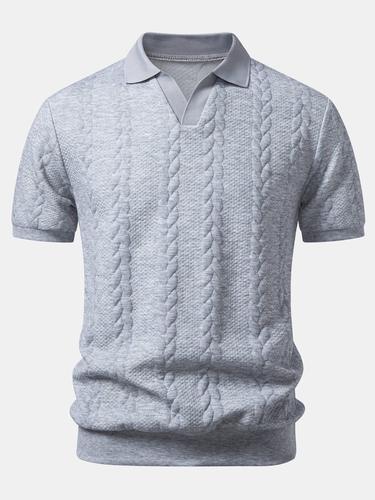 Twist Jacquard V Neck Polo