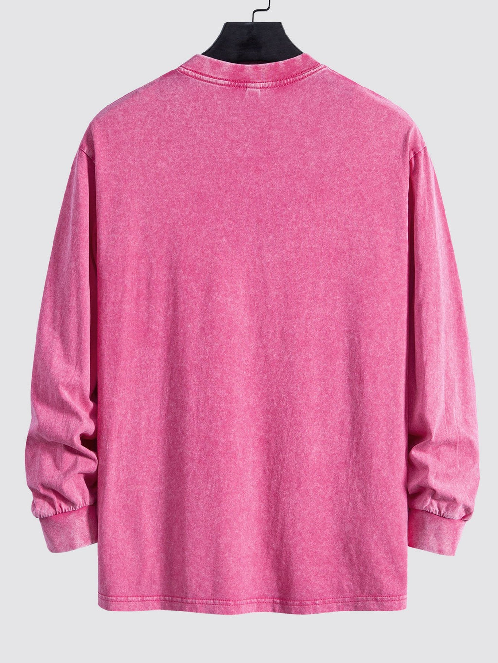 Relax Fit Long Sleeve Washed Distressed T-Shirt