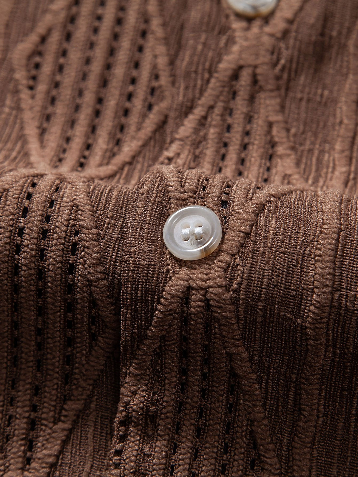 Geometric Jacquard Eyelet Cuban Shirt & Crinkle Textured Drawstring 5" Shorts